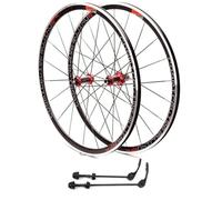 KUNYOS Ensemble De Roues De Vélo De Course 700C Jante 30 Mm Frein V/C Libération Rapide Vélo Cruiser pour Cassette 7/8/9/10/11 Vitesses Moyeu en Fibre De Carbone 1650 G,Rouge