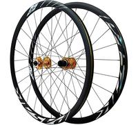 KUNYOS Ensemble De Roues De Vélo De Route 700C, Alliage D'aluminium 36 Mm, Frein À Disque, Moyeu Compatible HG avec Cassette 8/9/10/11/12 Vitesses, 24 Trous,d'or,Thru Axle