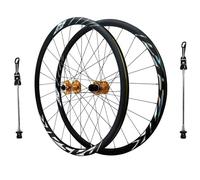 KUNYOS Ensemble De Roues De Vélo De Route 700C, Alliage D'aluminium 36 Mm, Frein À Disque, Moyeu Compatible HG avec Cassette 8/9/10/11/12 Vitesses, 24 Trous,d'or,QR
