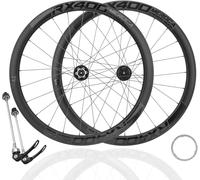 KUNYOS Ensemble de Roues en Fibre de Carbone 700C pour vélo de Route, 35/42 mm, dégagement Rapide, Freins à Disque 100/135 mm, Compatible avec Cassettes HG 8-12 Vitesses, 24 Rayons