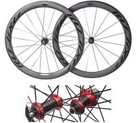 KUNYOS Ensemble De Roues pour Vélo De Course en Carbone 700C avec Frein sur Jante, Profondeur 40/50 Mm, Moyeu avec Roulements en Céramique, Support pour Cassettes 8/9/10/11 Vitesses,Rouge,40mm