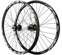 KUNYOS Ensemble De Roues VTT 26/27,5/29 Pouces, Moyeux Double Paroi en Alliage pour Freins À Disque MTB, Rayons en Acier Inoxydable 32 Trous, Roues De Vélo HG, Vitesse 7-12,Noir,27.5inch