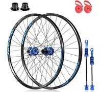 KUNYOS Ensemble Roues Vélo Roues pour Vélos 26 27,5 29 Pouces Montage QR Frein À Disque Cassette 8 9 10 11 12 Vitesses Moyeux avec Roulements Jantes en Aluminium,Bleu,26inch