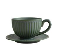 KUNYOS Ensemble Tasse À Café Et Soucoupe En Céramique De 300 Ml, Tasse À Expresso Rétro, Tasse À Cappuccino, Tasses À Thé For Profiter Du Temps Libre, Cadeau Et Présent(Green,Type-300ml)