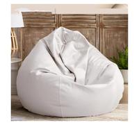KUNYOS Grande Housse de Pouf en Faux Cuir de 4 Pieds, sans Remplissage, Pouf d'extérieur, Chaise Longue(White,D3.3ft-Cover-Adults)