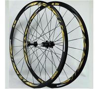 KUNYOS Jeu de Roues de vélo 700C Jantes en Aluminium à Double paroi 30 mm Frein à Patins XC vélo de Course QR moyeux à roulements étanches 7-12 Vitesses,Jaune