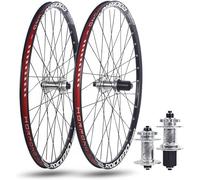 KUNYOS Jeu De Roues VTT 24/26/27,5/29 Pouces 32 Trous Axe Traversant Roue Avant 12 X 100 Mm Roue Arrière 12 X 142 Mm Moyeu De Roue pour Frein À Disque pour 7-11 Vitesses,Argent,27.5inch