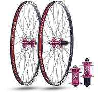 KUNYOS Jeu De Roues VTT 24/26/27,5/29 Pouces 32 Trous Axe Traversant Roue Avant 12 X 100 Mm Roue Arrière 12 X 142 Mm Moyeu De Roue pour Frein À Disque pour 7-11 Vitesses,Rose,27.5inch