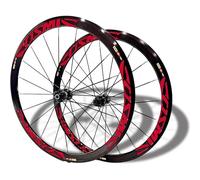 KUNYOS Kit De Roues De Course en Alliage D'aluminium 700C Hauteur 40/50 Mm Jantes Déblocage Rapide 100/135 Mm Avant Et Roues Moyeux De Frein À Disque 24H pour Cassette 7-8-9-10-11 Vitesses,Rouge,40MM