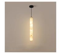 KUNYOS Lustre suspendu linéaire en marbre de luxe, éclairage LED, luminaire suspendu en albâtre blanc for salle à manger(Warm light,RED_GOLD HARDWARE)