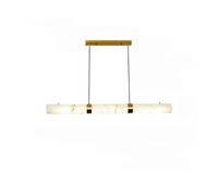 KUNYOS Lustre suspendu linéaire en marbre de luxe, éclairage LED, luminaire suspendu en albâtre blanc for salle à manger(Warm light,CHAMPAGNE_GOLD HARDWARE)