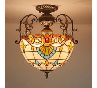 KUNYOS Lustres Style Tiffany, Suspension de Plafond Baroque colorée pour Salon, Salle à Manger, Cuisine, Couloir,30cm