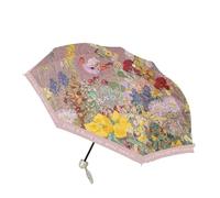 KUNYOS Oil Painting Compact Umbrella UV Resistant Rain Resistant Dual-purpose Sunshade Umbrella, Compact And Portable Sun Umbrellas(Flowers,Manual)