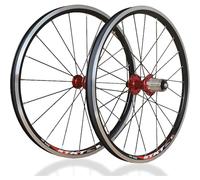 KUNYOS Paire De Roues 20'' 406/451 V Frein Vélos Jantes Avant 74/100Mm Arrière 130Mm Roues À Dégagement Rapide 20/24H Moyeux pour 7/8/9/10/11 Vitesses Cassette Roue Libre,451 Red,74/130mm