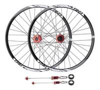 KUNYOS Paire De Roues De Vélo VTT 26/27,5/29 Pouces, Dégagement Rapide/Axe Traversant À Double Usage 32 Trous Moyeu De Vélo Avant 2 Arrière, 4 Roulements, Roues De Jantes À Double Paroi,Rouge,26inch