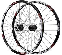KUNYOS Paire De Roues De Vélos De Montagne 26/27.5/29In Jantes À Double Paroi Roues À Blocage Rapide Frein À Disque 32H Moyeu Avant Et Arrière pour Cassette 7-12 Vitesses,Rouge,26inch