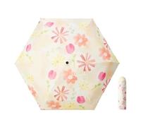 KUNYOS Parapluie à motif floral, parapluie compact for femmes, parapluies pliant d'été, parapluies de poche for se protéger du soleil par temps ensoleillé et pluvieux(Orange)