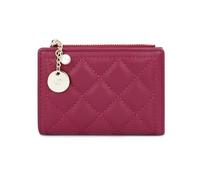 KUNYOS Petit Portefeuille for Femme, Simple et Pratique, avec Un Porte-Monnaie à Breloques, des Accessoires de Mode élégants Motifs Diamants - Excellent Cadeau Les Femmes(Red)