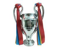 KUNYOS Réplique du trophée de la Ligue des Champions - Argenté - 3 16 cm, 32 cm, 44 cm - Avec rubans rouges, jaunes et bleus - Cadeau de collection (16 cm)
