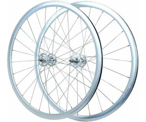 KUNYOS Roues 700C À Pignon Fixe avec Moyeu Boulonné 9,5X100mm/9,5X120mm, Axe Solide, Filetage Réversible (Libre & Fixe), Roues De Course Monocycle pour Vélo De Piste, 2 Roulements Étanches,Argent