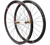 KUNYOS Roues Avant Et Arrière De Vélo 700C, Profondeur 40 Mm, Pneus À Boyau, Set De Roues De Route en Carbone, Jante pour Frein en V/C, Roulement Scellé pour Vitesses 8, 9, 10, 11,d'or