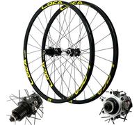 KUNYOS Roues De Cyclisme VTT 26 Pouces / 27,5/29 Pouces, Jante De Montagne, Vélo À Double Paroi Frein À Disque 24 Trous 8/9/10/11/12 Vitesse, Roues À Dégagement Rapide,d'or,26inch