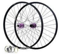 KUNYOS Roues De Vélo De Montagne 26/27,5/29 Pouces, Frein À Disque en Alliage D'Aluminium Cyclisme À Manchon Arrière Roue 142Mm Roues 32H Jante pour Cassette 8-12 Vitesses 2150G,Violet,26inch