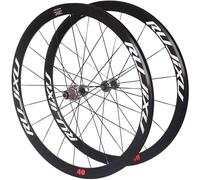 KUNYOS Roues De Vélo De Route 700C 40Mm Jante V Frein Pneu Paire De Roues Dégagement Rapide Traction Droite Moyeu en Carbone Fit 8 9 10 11 Cassette,Argent
