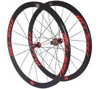 KUNYOS Roues De Vélo De Route 700C 40Mm Jante V Frein Pneu Paire De Roues Dégagement Rapide Traction Droite Moyeu en Carbone Fit 8 9 10 11 Cassette,Rouge