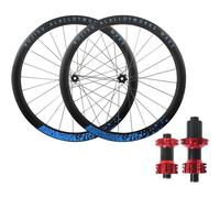 KUNYOS Roues De Vélo De Route 700C Frein À Disque Jantes en Alliage D'aluminium 45 Mm Moyeu À Roulements Scellés Axe Traversant Cassette 7 8 9 10 11 12 Vitesses 24H,Rouge,700C Blue