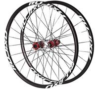 KUNYOS Roues De Vélo De Route, Jantes De Vélo De Montagne, Adaptées pour Cassettes À 7, 8, 9, 10 Et 11 Vitesses, Roues À Frein À Disque, Moyeu en Tube De Fibre De Carbone Ultra-Léger,Rouge,27.5inch