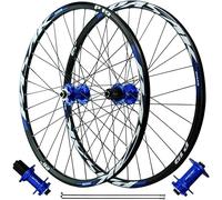 KUNYOS Roues De VTT 26 Pouces 27,5" 29" Frein À Disque 4 Roulements Étanches VTT Avant Et Arrière Jante 32 Trous pour Cassette 7-11 Vitesses,Blue Thru axle,26inch