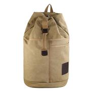 KUNYOS Sac À Dos En Forme De Seau En Toile Cirée Vieillie Rétro Et Cuir De Cheval Fou, Très Grande Capacité Pouvant Contenir Un Ordinateur De 15,6 Pouces, Hydrofuge(Khaki,Big 33x63x33cm)