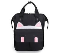 KUNYOS Sac À Dos Langer For Bébé, Compartiment De Rangement Isolant En Feuille D'aluminium, Sac Imperméable Grande Capacité, Voyage Tissu Et Résistant La Saleté, For Papa Maman(Black,Cat)