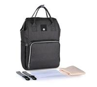 KUNYOS Sac à dos langer for bébé, coussin, sangle de poussette, sac humide, grande capacité, voyage léger et résistant l'usure, adapté au camping en plein air avec, maman papa(Black)