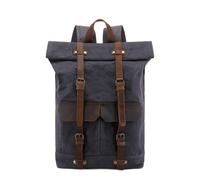 KUNYOS Sac De Voyage Imperméable Et Résistant À L'usure For Hommes, Sac Décontracté En Toile De Cire D'huile For Ordinateur Portable, Sac À Dos En Cuir, Sacs D'institution Rétro Tendance(Gray)