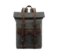 KUNYOS Sac De Voyage Imperméable Et Résistant À L'usure For Hommes, Sac Décontracté En Toile De Cire D'huile For Ordinateur Portable, Sac À Dos En Cuir, Sacs D'institution Rétro Tendance(Army Green)