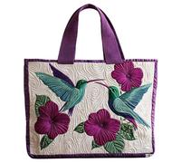 KUNYOS Sac fourre-tout matelassé tendance femme à motifs oiseaux mignons, sac à main léger spacieux éco réutilisable, idéal voyage shopping quotidien, cadeau tendance (F,Vert.(13,4"×3,9"×15,7"))