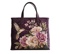 KUNYOS Sac fourre-tout matelassé tendance femme à motifs oiseaux mignons, sac à main léger spacieux éco réutilisable, idéal voyage shopping quotidien, cadeau tendance (G,Vert.(13,4"×3,9"×15,7"))