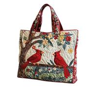 KUNYOS Sac fourre-tout matelassé tendance femme à motifs oiseaux mignons, sac à main léger spacieux éco réutilisable, idéal voyage shopping quotidien, cadeau tendance (B,Horiz.M(15,0"×3,9"×13,8"))