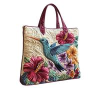 KUNYOS Sac fourre-tout matelassé tendance femme à motifs oiseaux mignons, sac à main léger spacieux éco réutilisable, idéal voyage shopping quotidien, cadeau tendance (A,Horiz.M(15,0"×3,9"×13,8"))