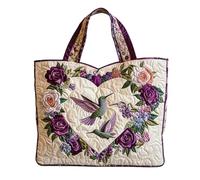 KUNYOS Sac fourre-tout matelassé tendance femme à motifs oiseaux mignons, sac à main léger spacieux éco réutilisable, idéal voyage shopping quotidien, cadeau tendance (H,Horiz.L(16,9"×3,9"×15,7"))