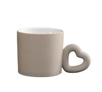 KUNYOS Tasse À Café En Céramique De 250 Ml, Tasse À Thé Classique En Grès Rétro Faite À La Main, Poignée De Tasse En Forme De Cœur Créative, Tasses For Boissons Chaudes Et Froides(C)