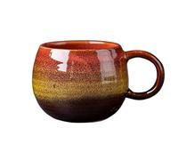 KUNYOS Tasse à café en céramique de grande capacité de 500 ml, tasse à thé rétro faite à la main, tasse de petit-déjeuner créative au design à gros ventre, tasses for la maison(Red-Yellow)