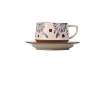 KUNYOS Tasse À Expresso En Céramique De 300 Ml, Tasse À Cappuccino, Tasse En Grès Florale Simple For Profiter De L'heure Du Thé De L'après-midi, Cadeau Et Présent(Color F,Type 1)