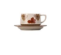 KUNYOS Tasse À Expresso En Céramique De 300 Ml, Tasse À Cappuccino, Tasse En Grès Florale Simple For Profiter De L'heure Du Thé De L'après-midi, Cadeau Et Présent(Color A,Type 1)