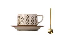 KUNYOS Tasse À Expresso En Céramique De 300 Ml, Tasse À Cappuccino, Tasse En Grès Florale Simple For Profiter De L'heure Du Thé De L'après-midi, Cadeau Et Présent(Color G,Type 2)