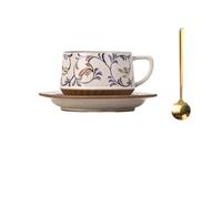 KUNYOS Tasse À Expresso En Céramique De 300 Ml, Tasse À Cappuccino, Tasse En Grès Florale Simple For Profiter De L'heure Du Thé De L'après-midi, Cadeau Et Présent(Color H,Type 2)