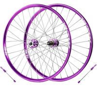 KUNYOS VTT Ensemble De Roues avec Freins À Disque 26/27,5/29" Roue De Vélo Tout-Terrain Jante Vélo 32T Dégagement Rapide Avant 100Mm Arrière 135Mm Moyeu 360 Clic, pour Cassette 7-12V,Violet,27.5inch