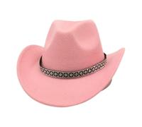 KUNYOS Western cowboy hat, suitable for men and women, with wide brim for sun protection, simple and fashionable wear accessories(Pink)
